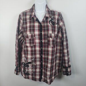 Maurices Premium  Plus Size 2 Western Design Shirt  Plaid  Pearl Snap / A172